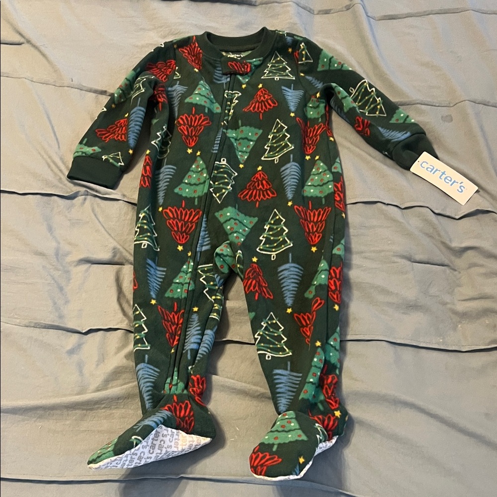 Carter's Holiday Tree Print Kids Footie, NWT, 18 months